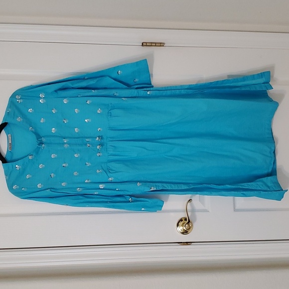 Khaadi Turquoise Blue Embroidered Kurta/Dress, Size 12 - Picture 3 of 10